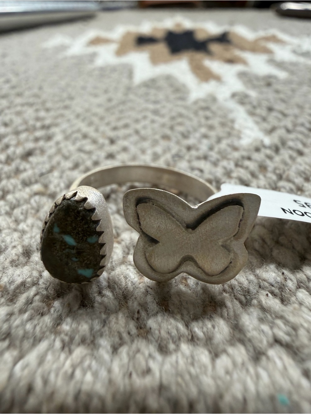 Number 8 mine turquoise sterling silver adjustable butterfly ring